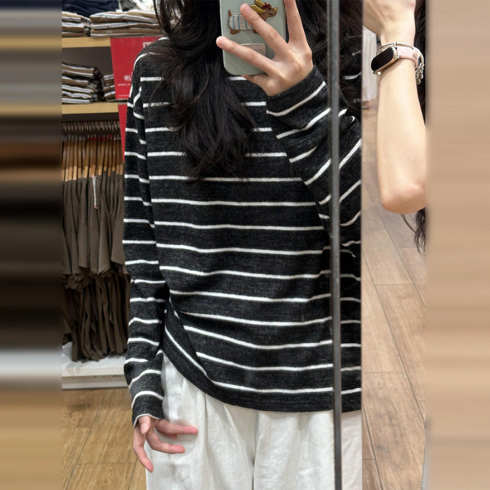 Women's casual long sleeve shirt with modern stripes Chic & Stil