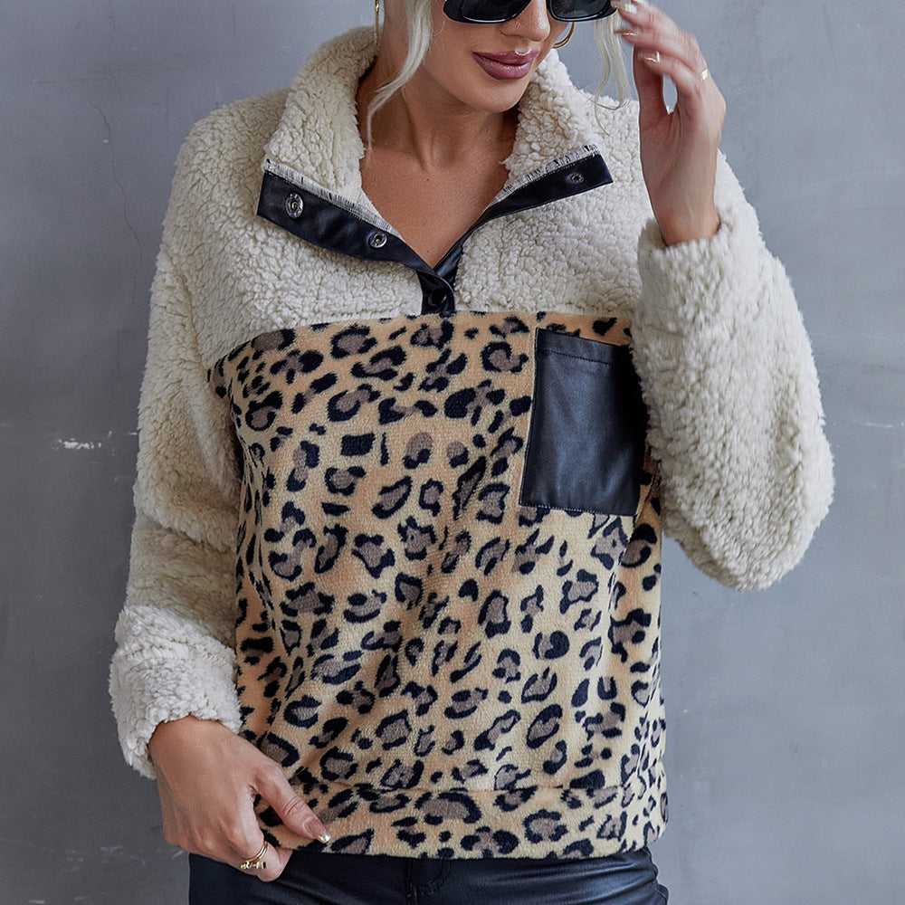 Women Cozy Fleece Sweater with Suede Details Lune London