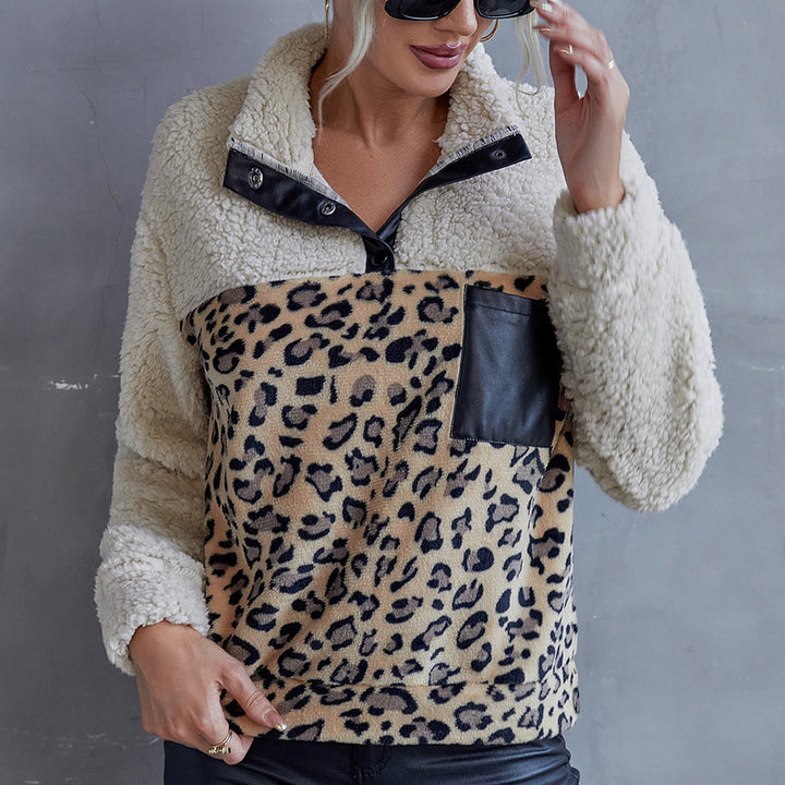 Women Cozy Fleece Sweater with Suede Details Lune London
