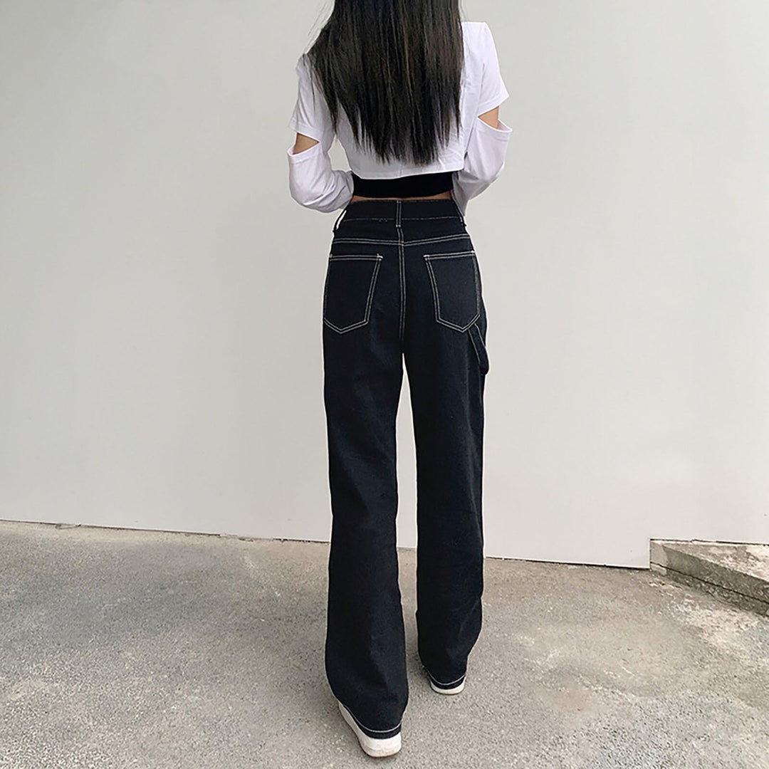 Lune London | Women wide jeans with fashionable contrasting seams