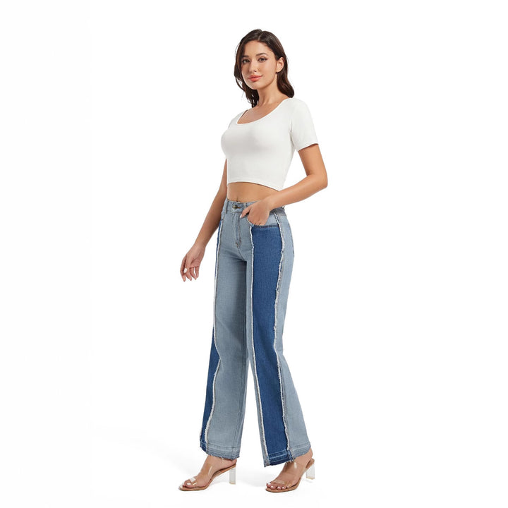 Wide jeans for women in contrast denim Lune London