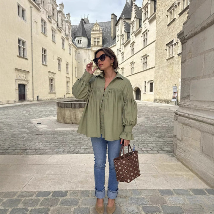 Women elegant blouse with ruffle details Lune London