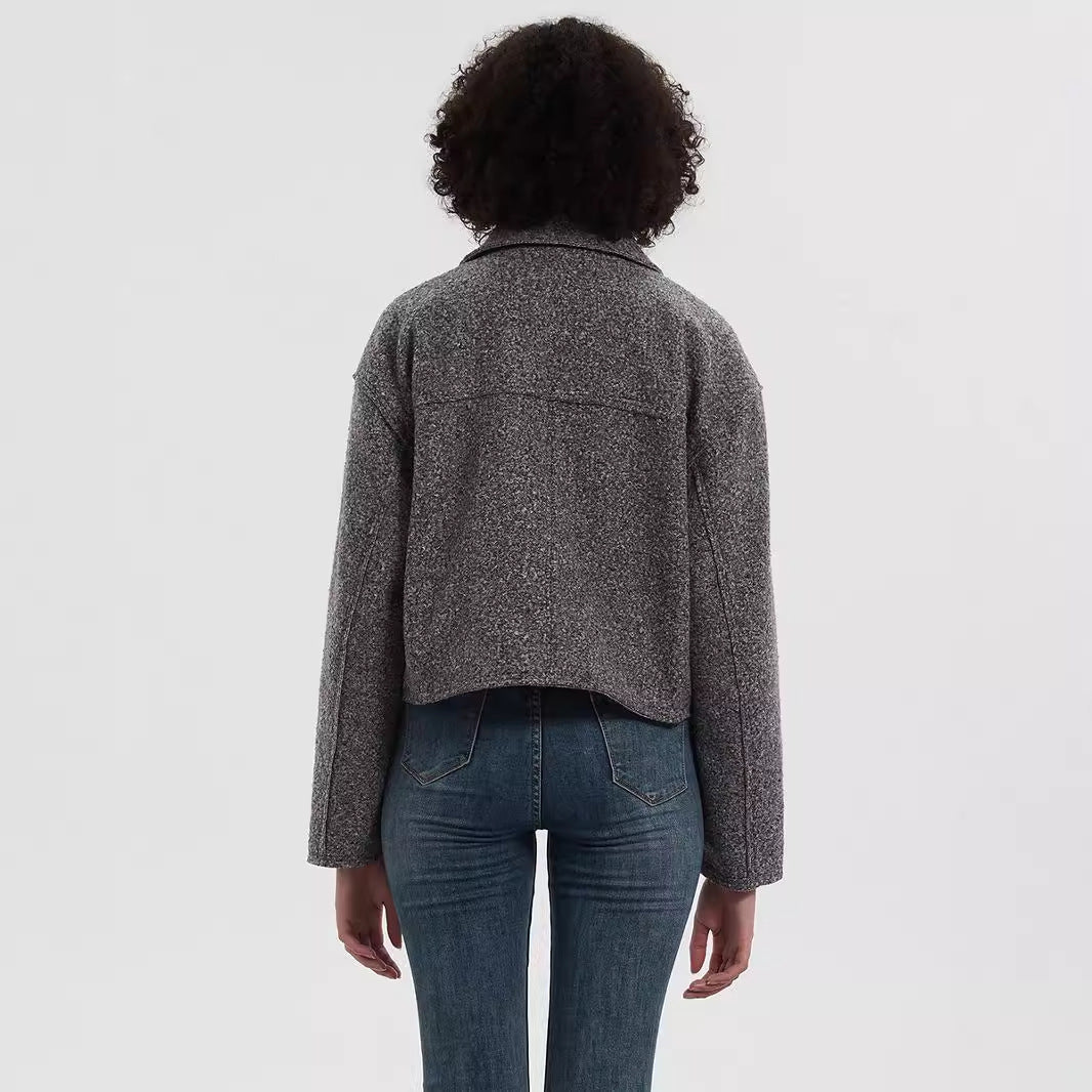 Cropped utility jacket for women with double chest pockets Lune London