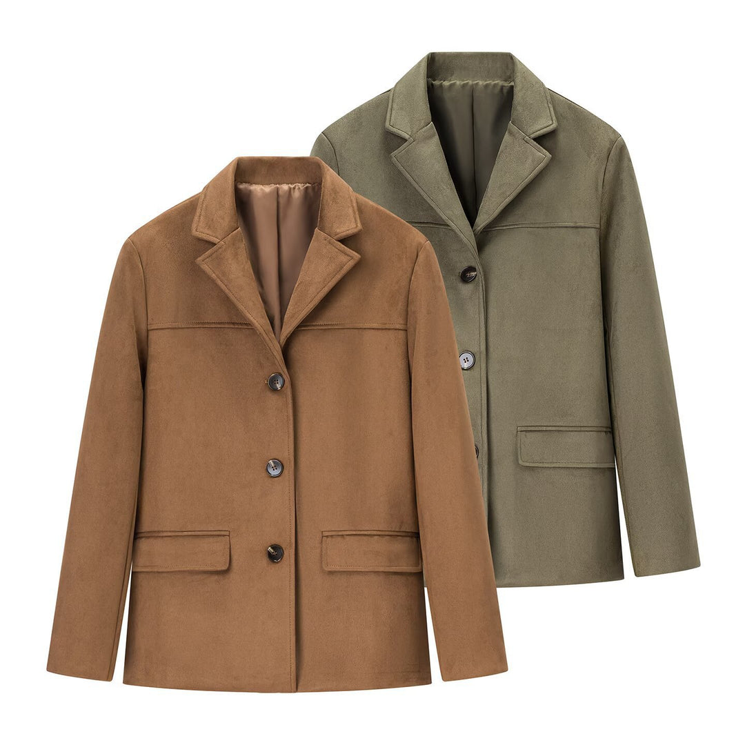 Veste en daim tendance pour dames avec poches élégantes et détails de boutons Lune London