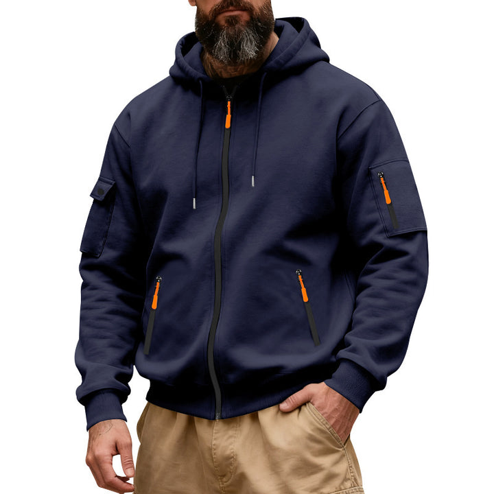 Practical hoodie for men with functional zippered pockets Lune London