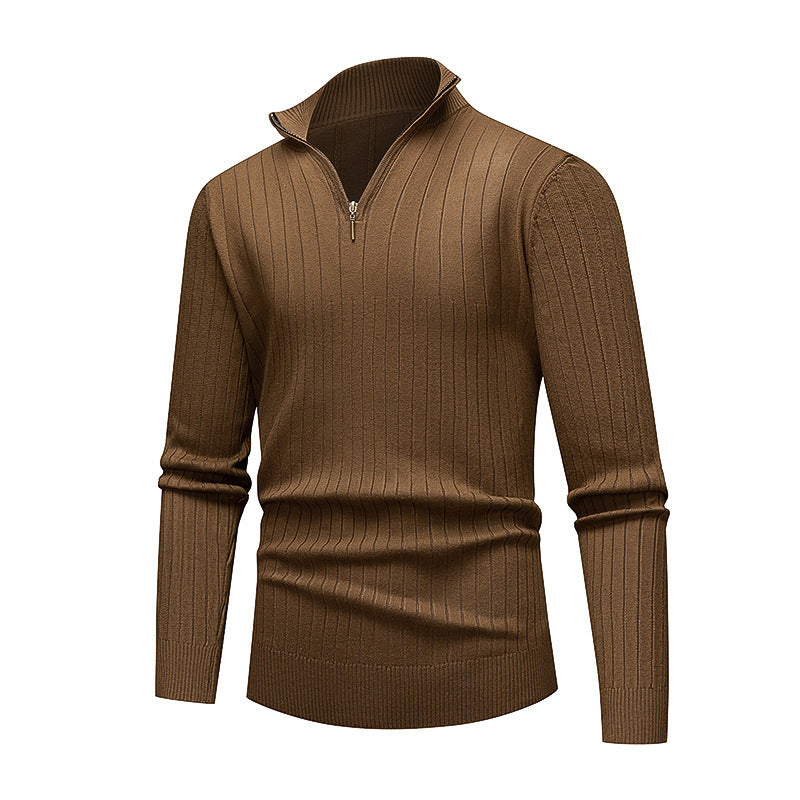 Premium knitted sweater for men with modern high collar and zipper Lune London