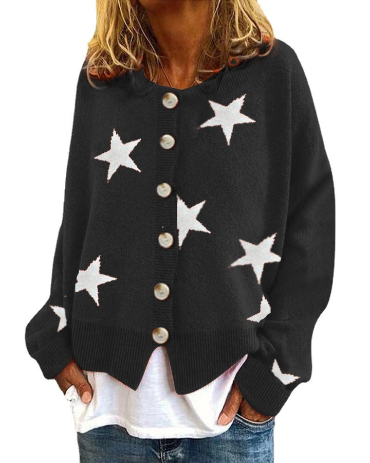 Knitted jacket for women with star pattern Lune London