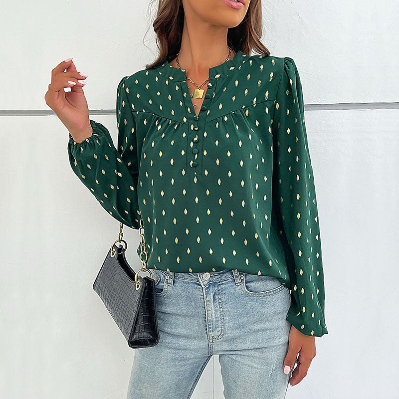 Women's shirt with fine print and button details Lune London