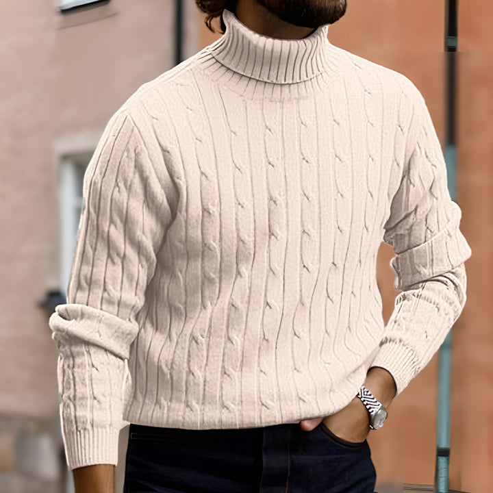 Men's High-Quality Turtleneck Sweater with a Fine Structure Lune London