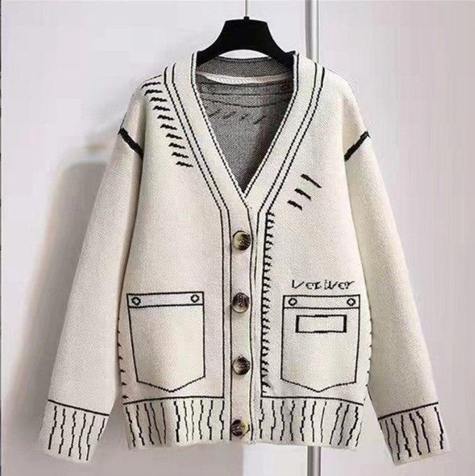 Ladies oversized sweater with creative design and large buttons Lune London