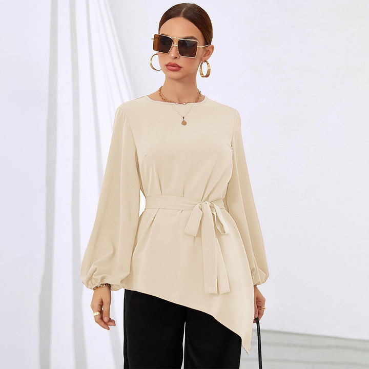 Asymmetrical blouse for women with belt at the waist Chic & Stil