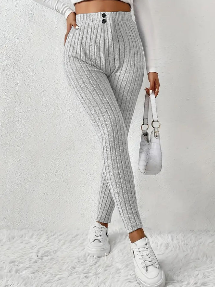 Leggings côtelés tricotés taille haute pour femmes Chic & Stil