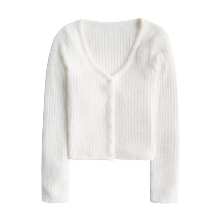 Femme cardigan à la mode avec col en V et fermeture par boutons Chic & Stil