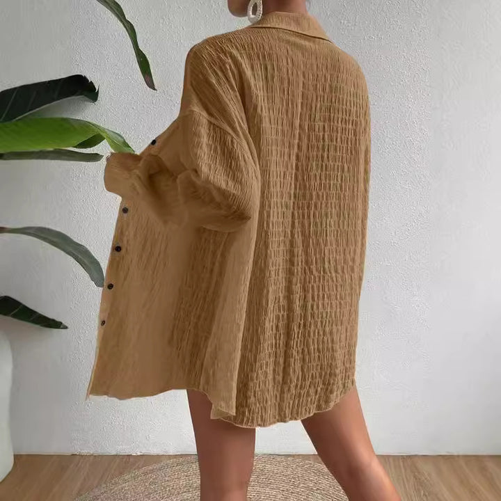 Casual oversized shirt for women in textured fabric Lune London