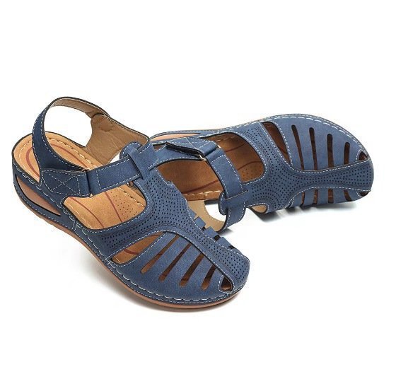 Women's sandals with breathable perforations and ergonomic wedge sole Lune London