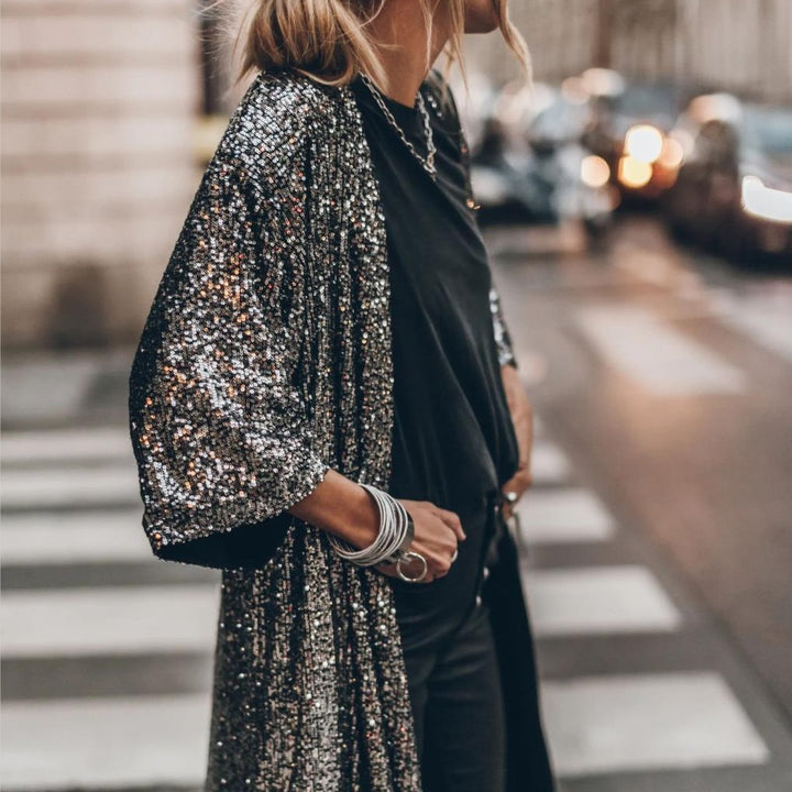 Ladies shimmering kimono with loose fit Lune London