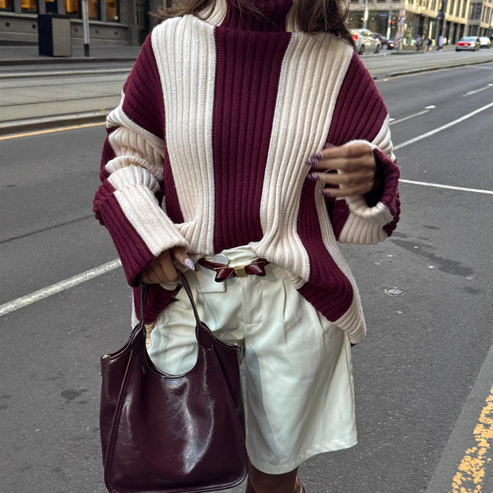 Fashion knit sweater for women with an elegant ribbed pattern and relaxed sleeves Lune London
