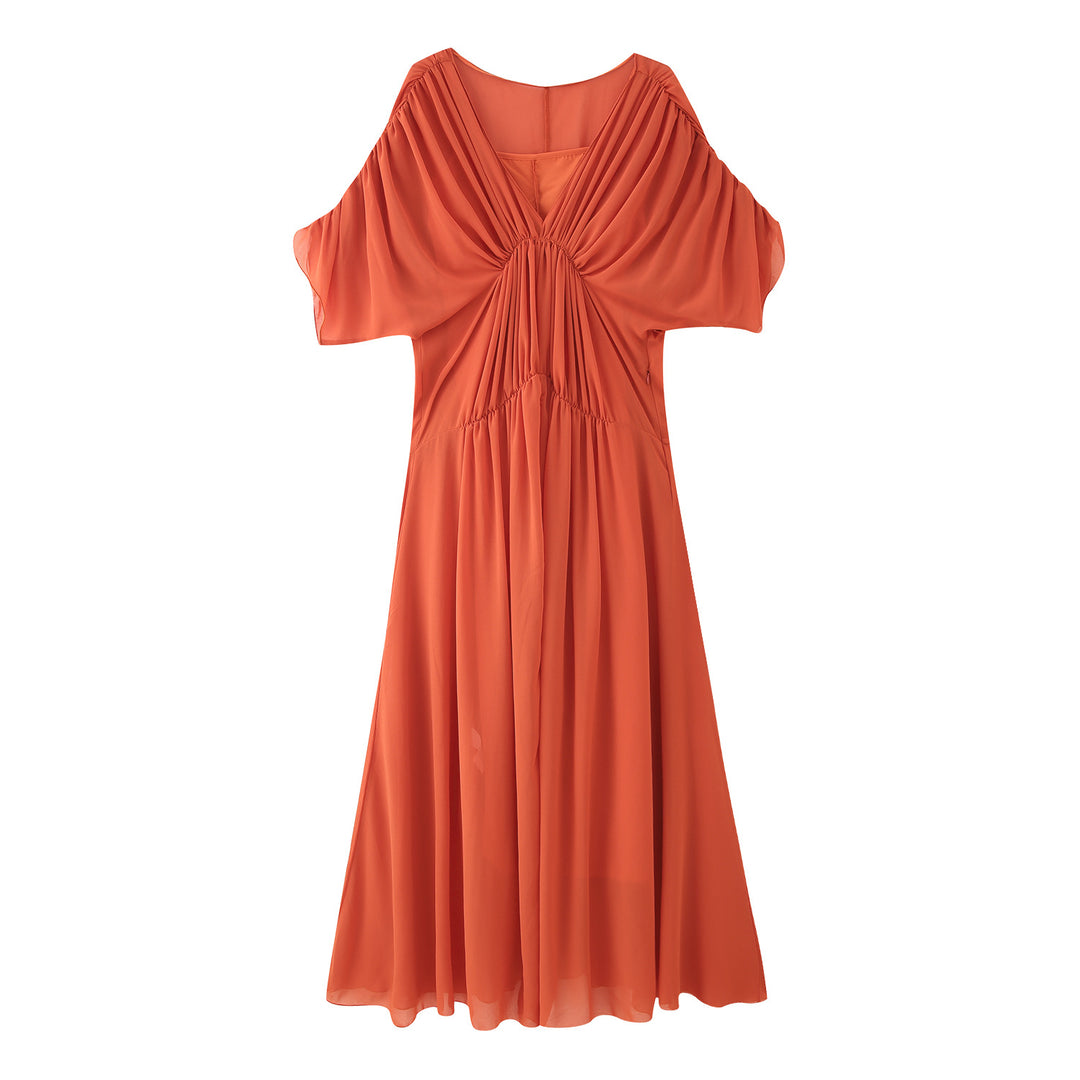 Maxi dress for women with a fluid and elegant draped silhouette Lune London