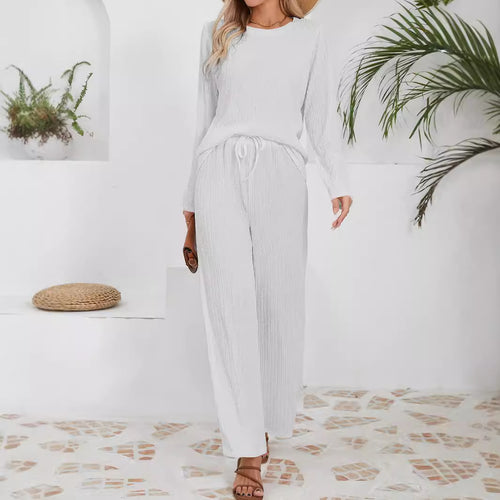 Ensemble décontracté confortable pour femmes avec texture côtelée et taille élastique Chic & Stil