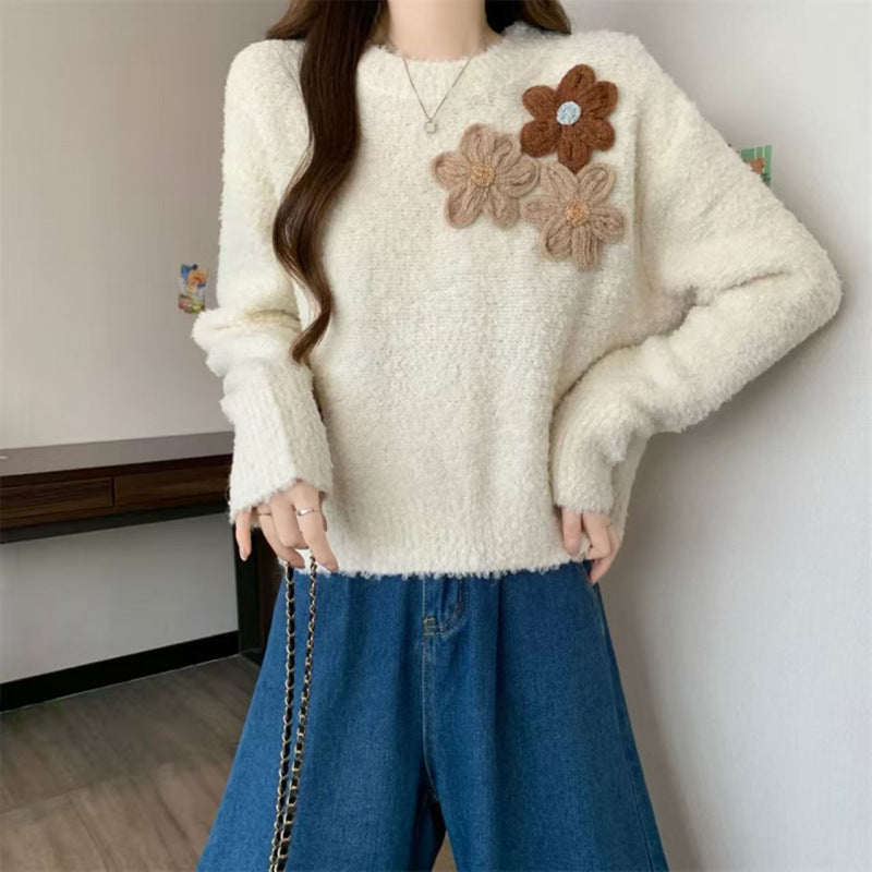 Pull Femme Doux avec Design Floral 3D Chic & Stil