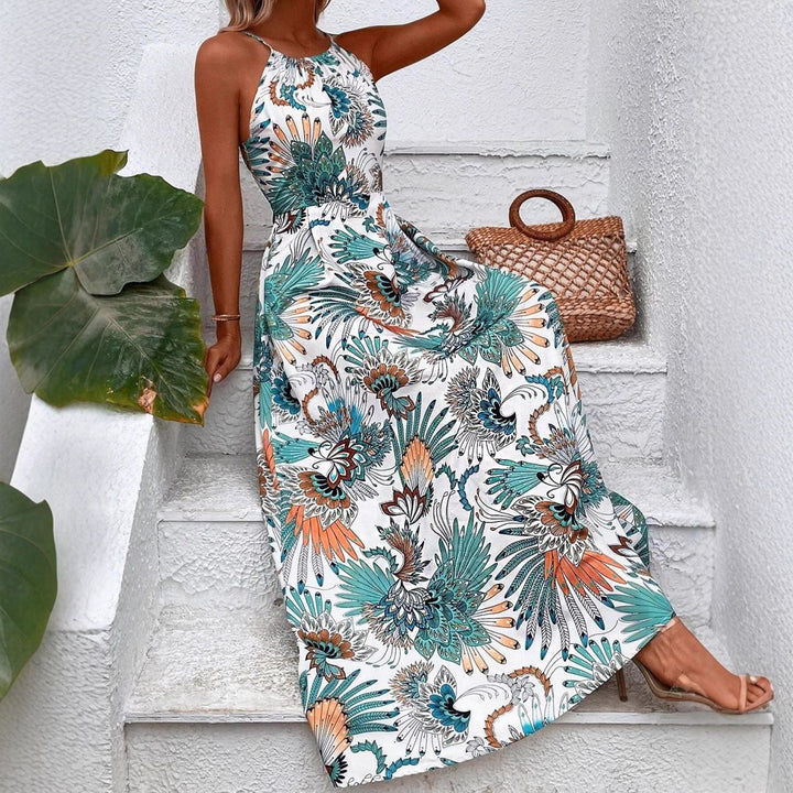 Ladies Necklace Flowers Maxi Dress Lune London