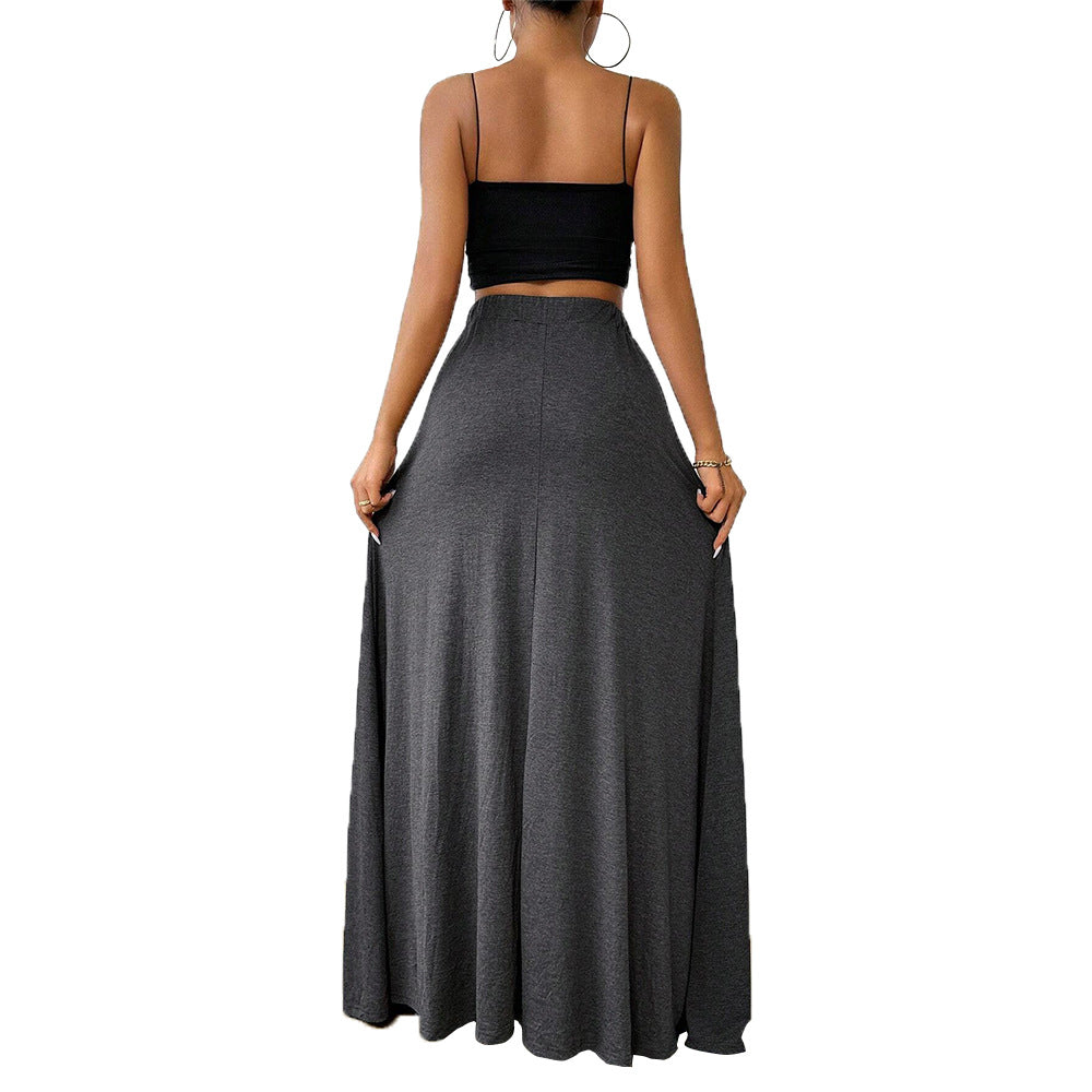 Jupe maxi pour femme avec cordon de serrage ajustable et taille élastique Chic & Stil