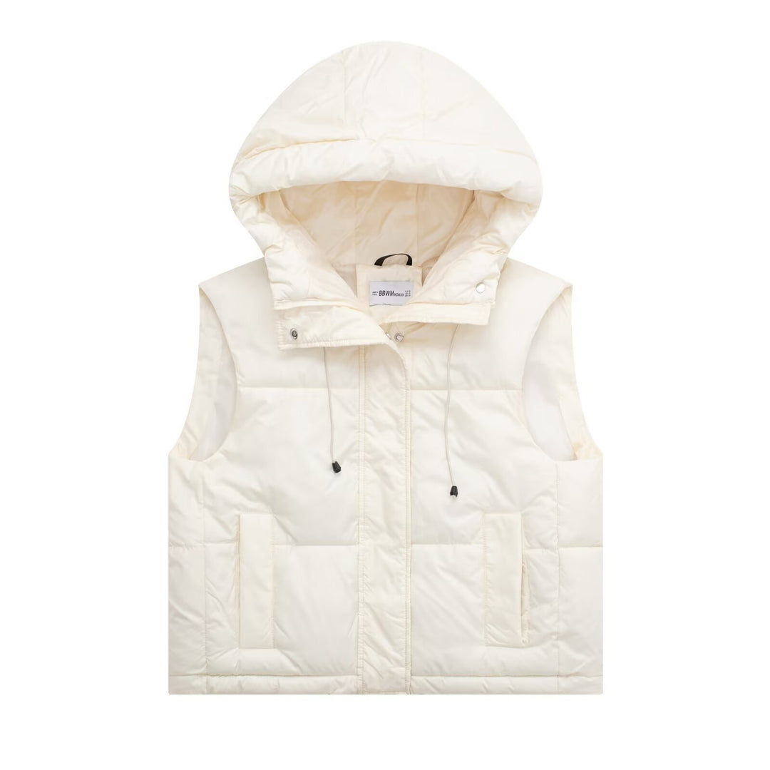 Ladies quilted gilet with hood and practical pockets Lune London
