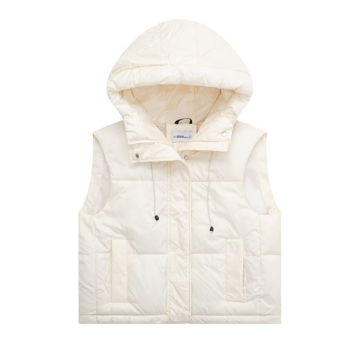 Ladies quilted gilet with hood and practical pockets Lune London