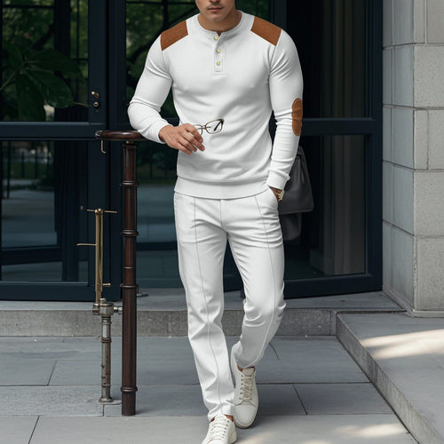 Men's leisure set with practical buttons and leather applications Lune London