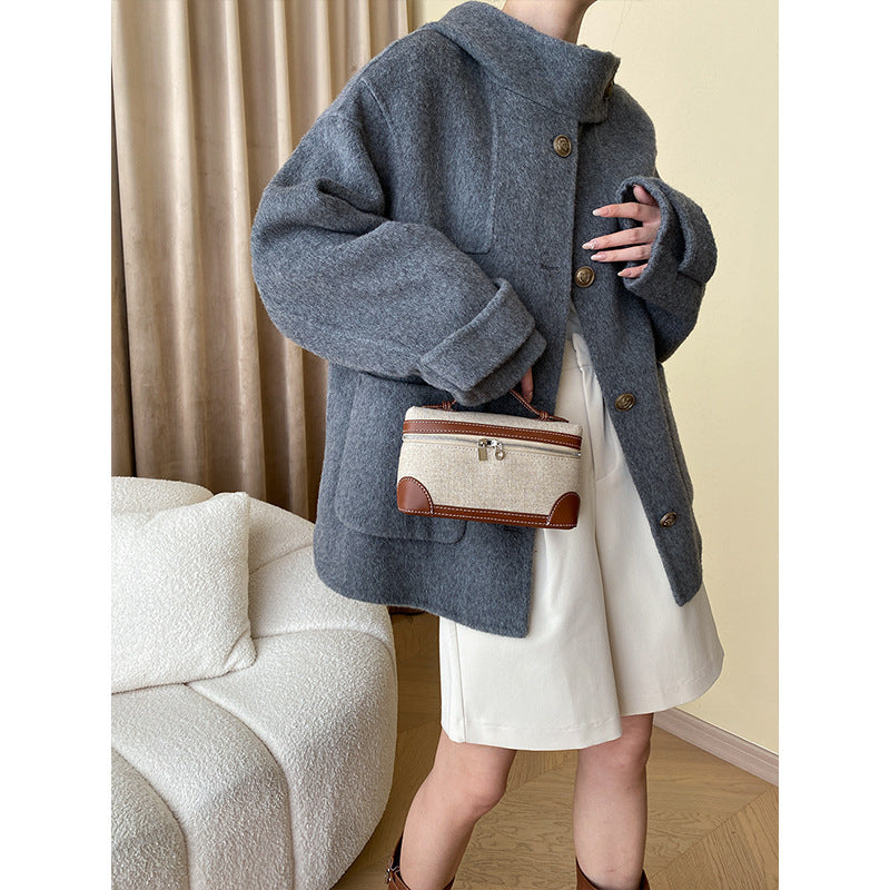 Women's fleece long jacket with oversized cut and large pockets Chic & Stil