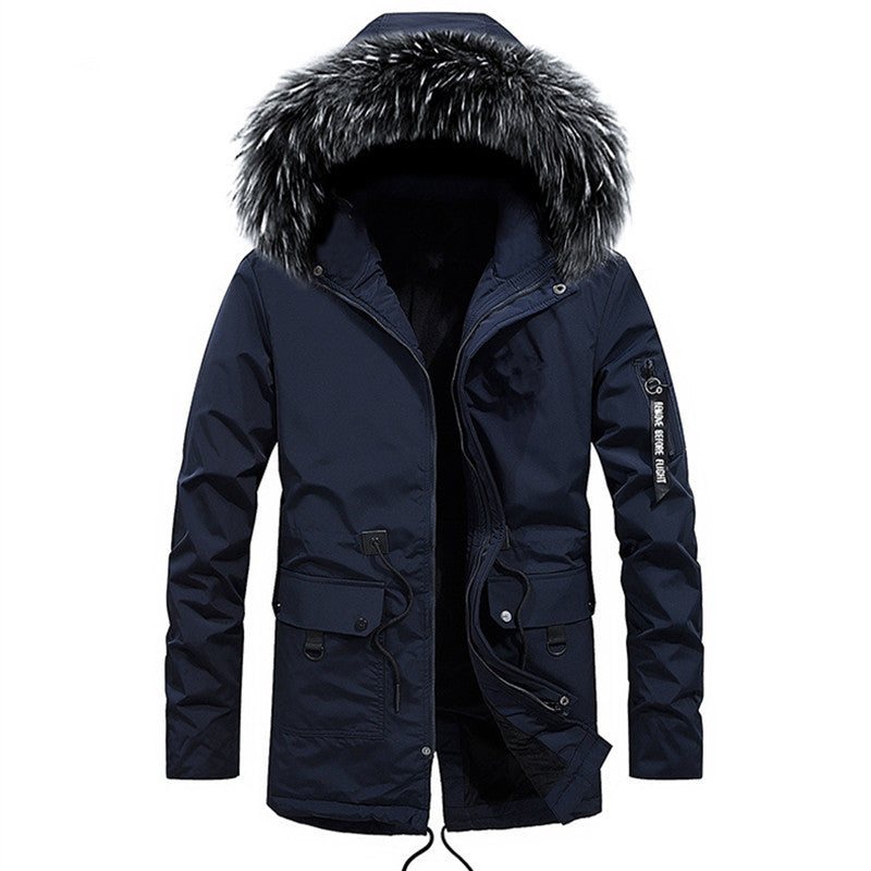 Men's warm winter coat with removable faux fur collar Lune London