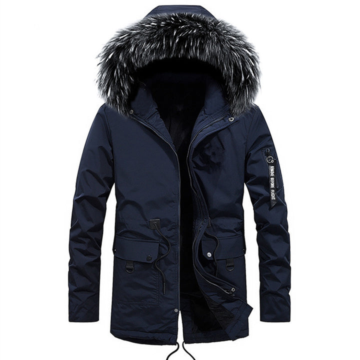 Men's warm winter coat with removable faux fur collar Lune London