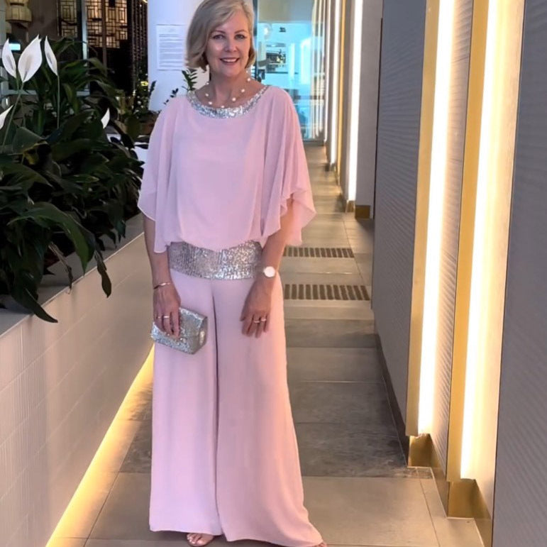 Ladies elegant and airy jumpsuit with sparkling belt Lune London