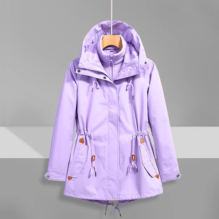 Women's waterproof transition jacket with adjustable hood system and practical pockets Lune London