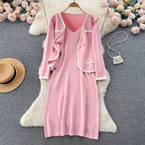 Elegant knitted dress for women with matching blazer Lune London