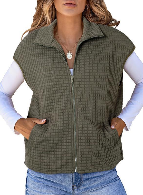 Women Lightweight Gaspé Knitted Vest with Pockets and High Collar Lune London