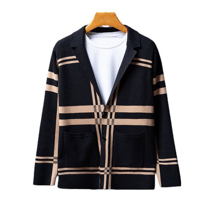 Elegant knitted blazer for men with a modern check pattern Lune London