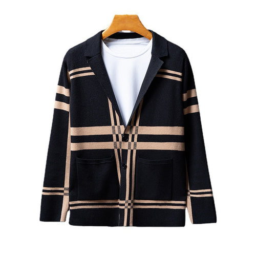 Elegant knitted blazer for men with a modern check pattern Lune London