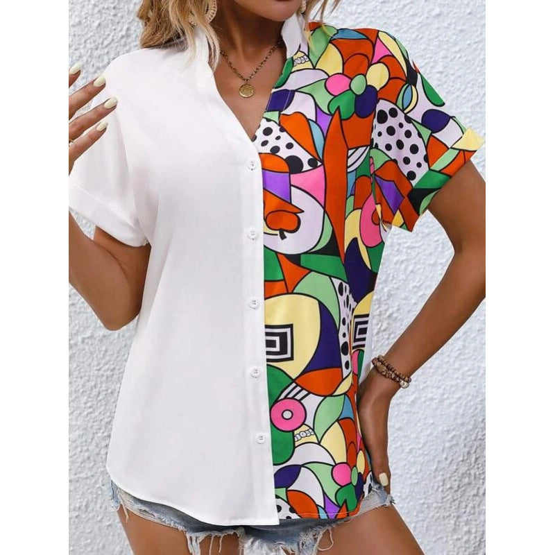 Ladies Art Graphic Short Sleeve Blouse Lune London
