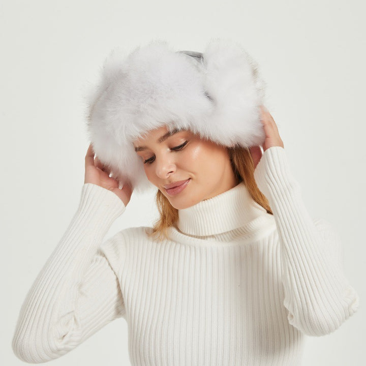 Ladies Fur Winter Hat with Animal Ears and Voluminous Design Lune London
