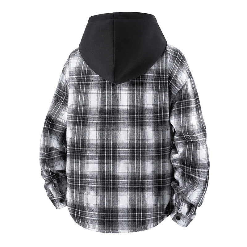 Casual men's jacket with lined hood and checked pattern Lune London