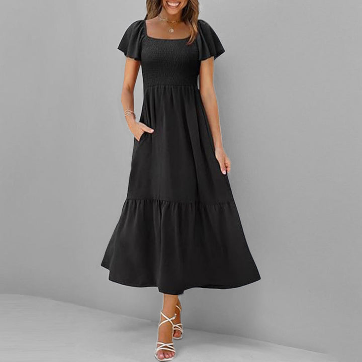 Robe maxi pour femmes avec un décolleté carré élégant et des manches volumineuses Chic & Stil