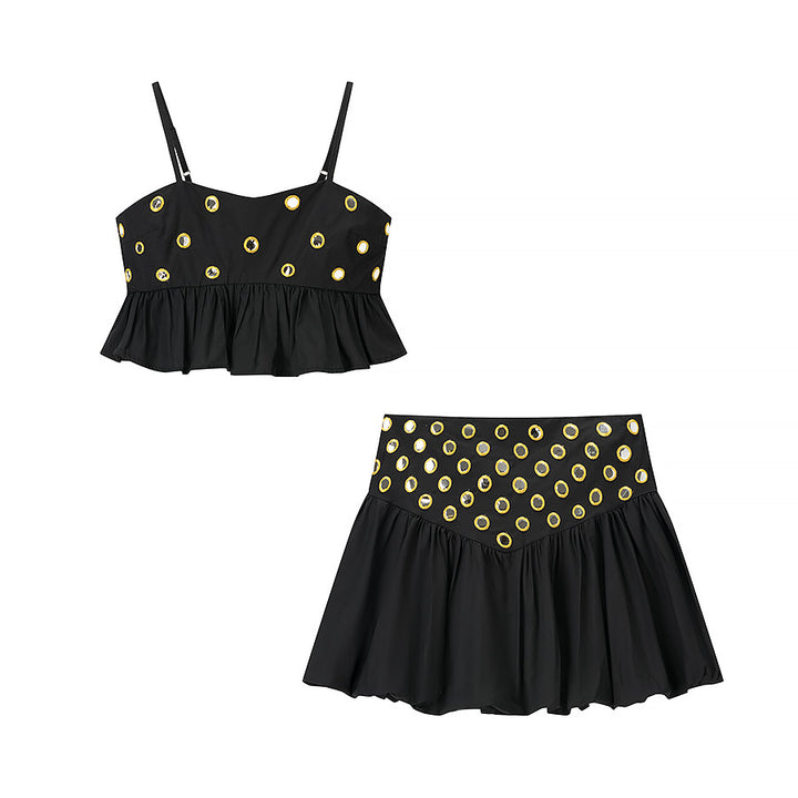Women's blouse set with voluminous waist skirt and decorative details Lune London