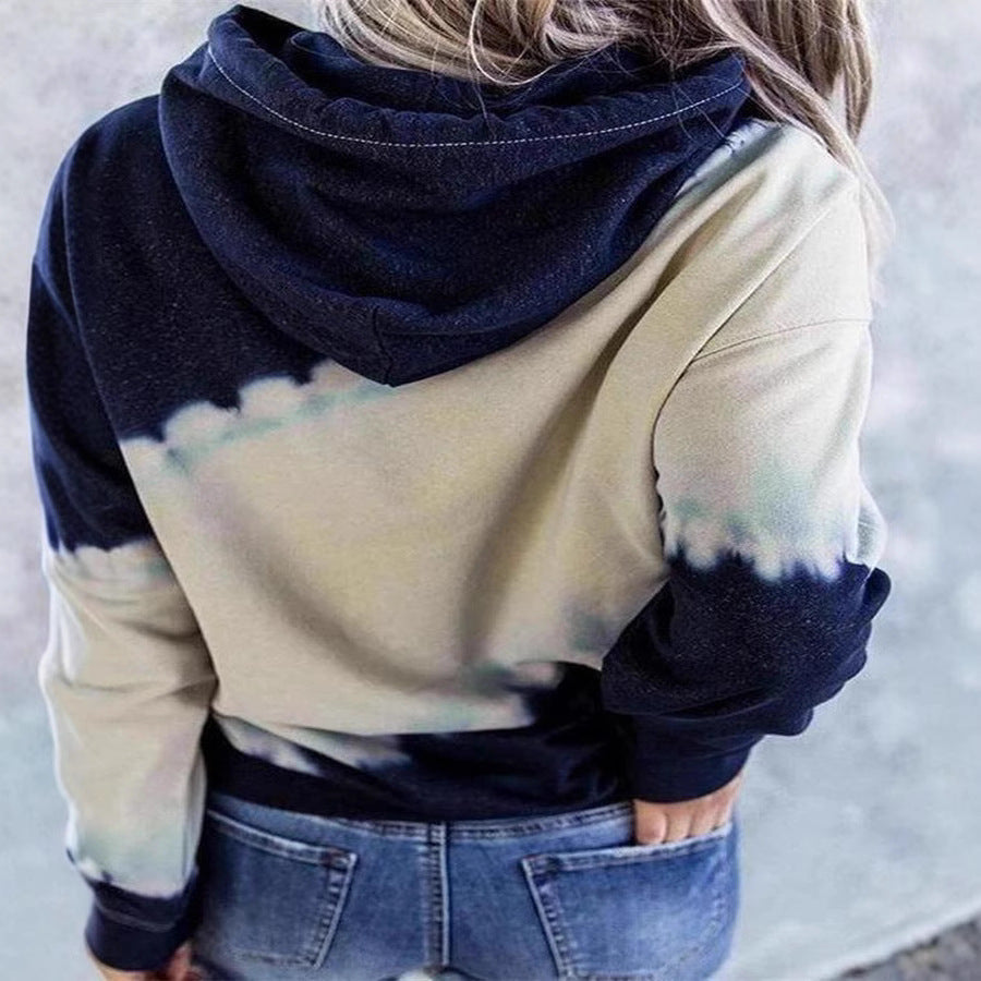 Women casual hoodie with deep neckline and unique batik design Lune London