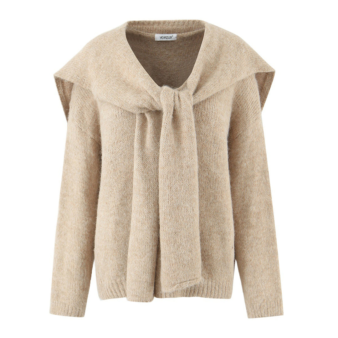 Trendy knit sweater for women with wide collar and relaxed fit Lune London