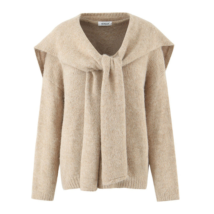 Trendy knit sweater for women with wide collar and relaxed fit Lune London