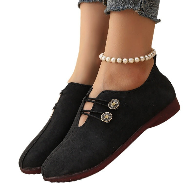 Laced slip-on suede shoes for women Lune London