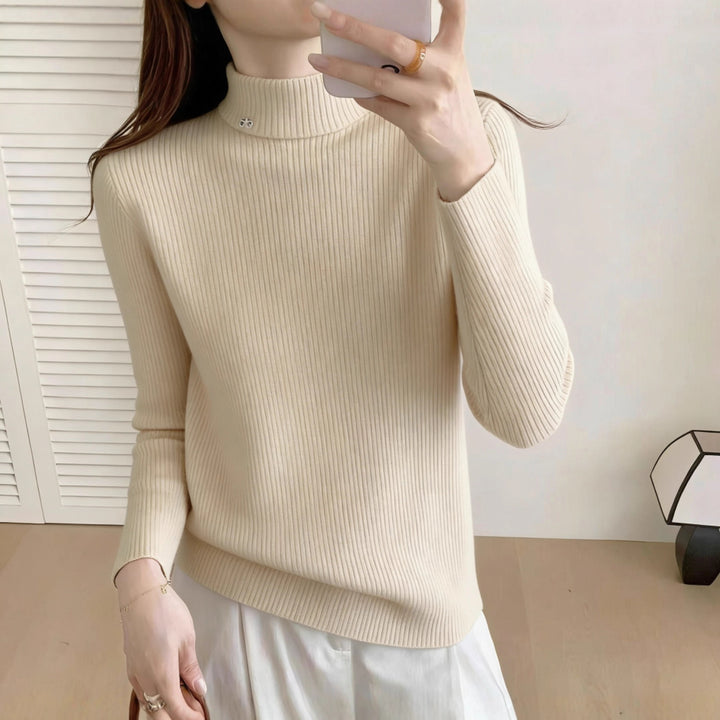 Pull côtelé de haute qualité pour femmes avec col montant Chic & Stil