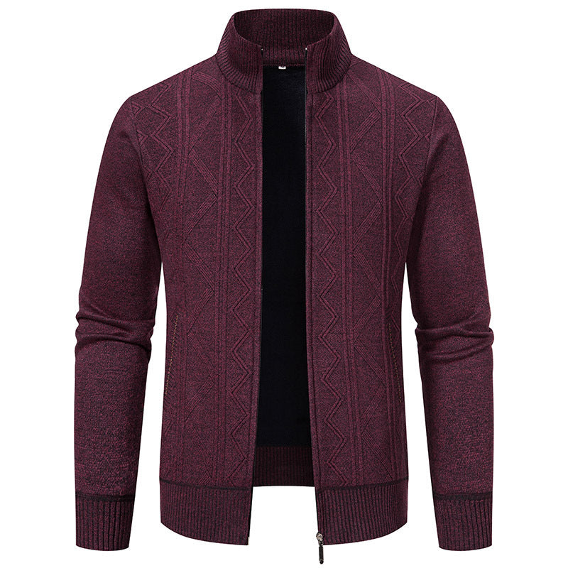 Men's knit jacket with high collar and zipper Lune London