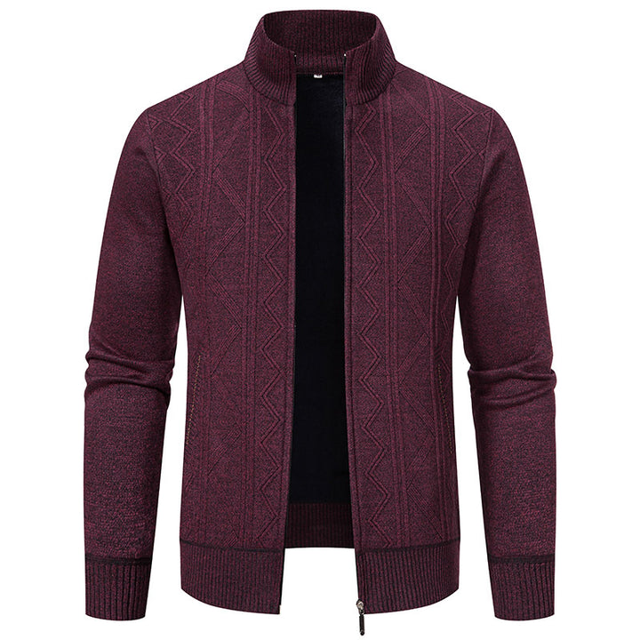 Men's knit jacket with high collar and zipper Lune London